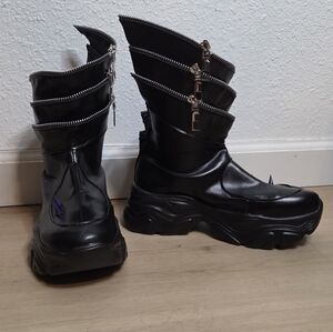 Cyber Goth Platform Combat Boots KPOP Cosplay Rave Chunky Sole EU 37